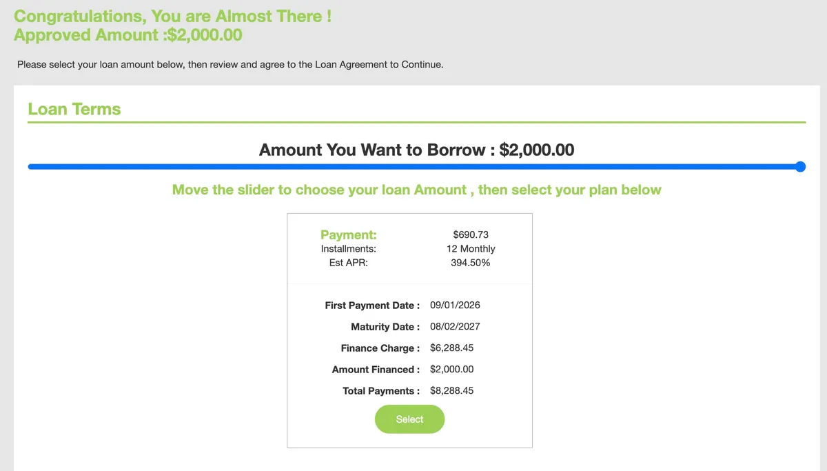 High Interest rate loan ex